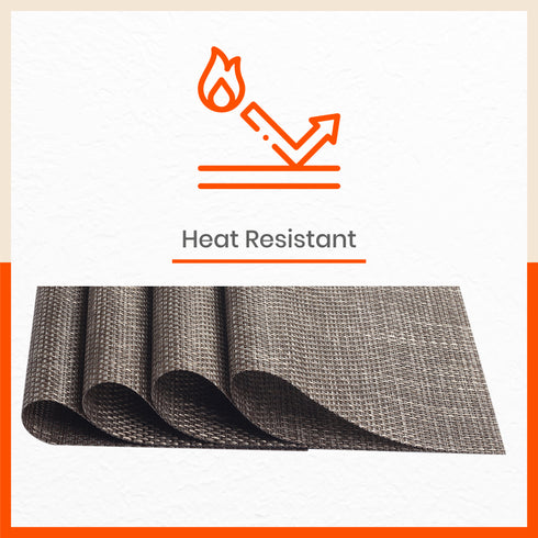 Woven PVC Table Mats / Placemats for Dining Table at Home (Cade - Set of 6)